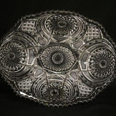 1088	PRESSED GLASS PLATTER, HAS SMALL CHIP ON BASE, 14 1/2
