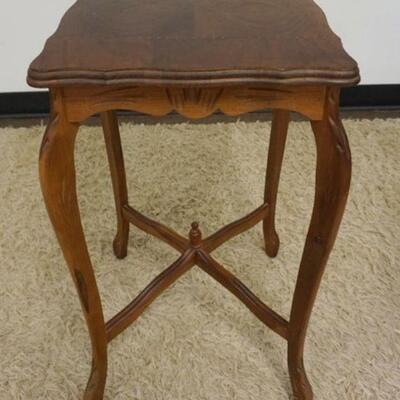 1111	WALNUT BANDED TOP LAMP TABLE, APPROXIMATELY 15 IN SQUARE X 27 IN HIGH
