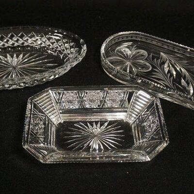 1084	3 SMALL CUT GLASS DISHES, LARGEST IS 9 7/8 IN W
