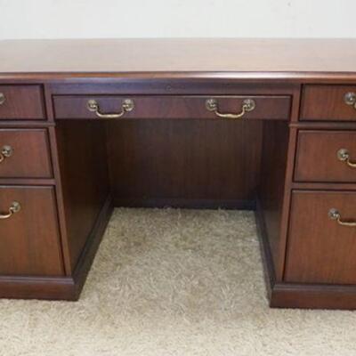 1123	KIMBALL 7 DRAWER WALNUT KNEEHOLE DESK, 60 IN WIDE X 30 IN DEEP X 30 IN HIGH
