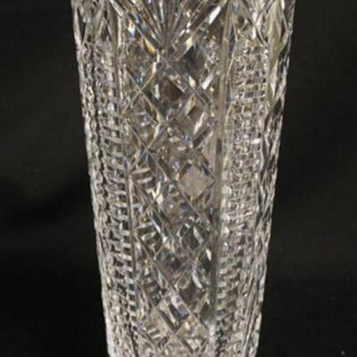 1073	SIGNED WATERFORD CRYSTAL VASE, 10 1/4 IN HIGH
