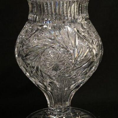 1077	LARGE HEAVY BRILLIANT CUT GLASS VASE, 14 1/4 IN HIGH
