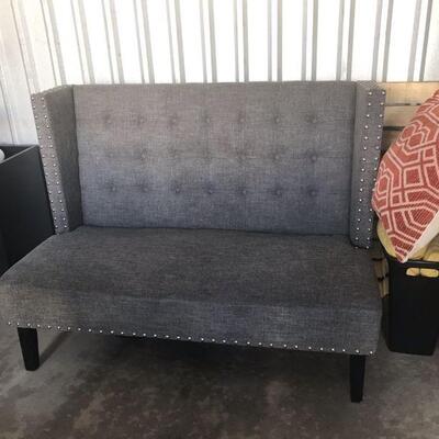 $120 grey studded loveseat, great condition