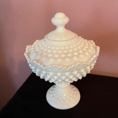 Milk glass candy dish