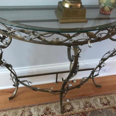 demi lune bronze tone metal and glass $220
41 X 15 X 30