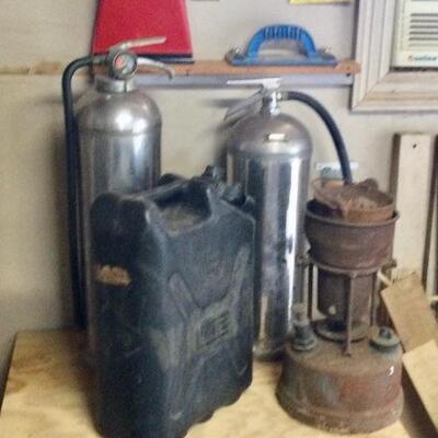 Fire extinguisher s, military fuel can , burner to melt metals
