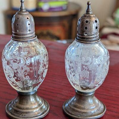 Cambridge Glass Sterling Silver Salt and pepper shakers