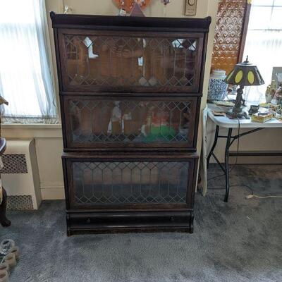 Antique R.H. Macy Leaded Glass Barrister Bookcase