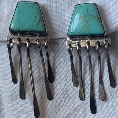 Sterling Silver and Turquoise Clip-On Earrings