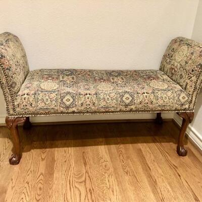 Upholstered Bench w/ Chippendale Ball & Claw Foot