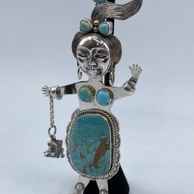 Sterling Silver and Turquoise Pendant, total
weight is 1.86 Ounces