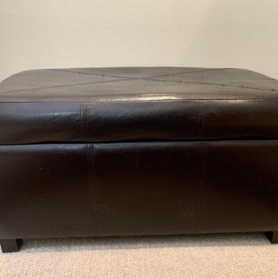 Black Leather Ottoman with Storage Compartment