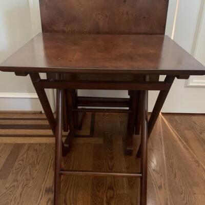 4- Sturdy Wooden TV Tray Tables on Stand