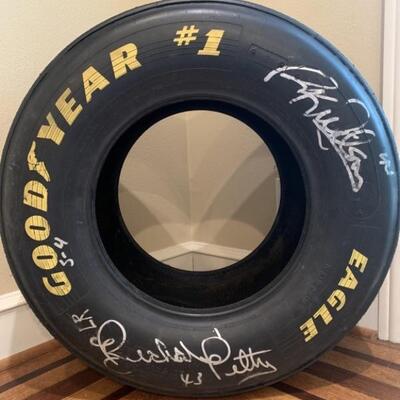NASCAR Goodyear Tire Autographed by Richard
Petty and Rick Wilson