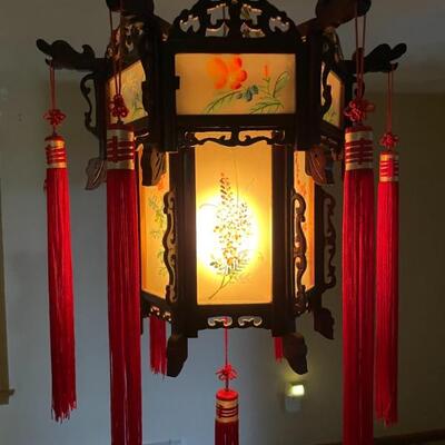 Asian Palace Lantern Reverse Painting