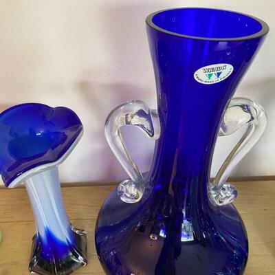Cobalt Hand Blown Glass  Vase, Made in Poland