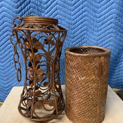 Vintage hanger light shades rattan 