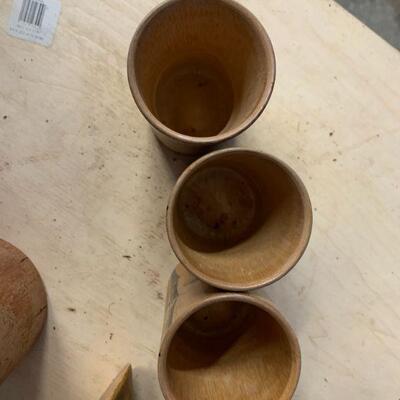 Vintage wooden tiki wine / drink set