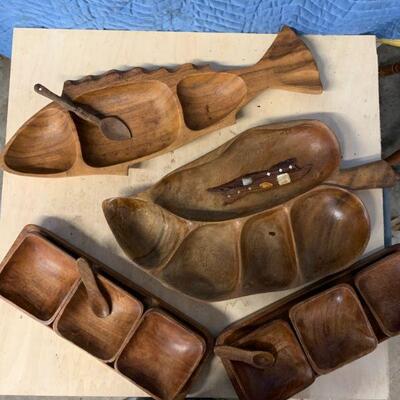 Mics wooden tiki serving pieces
