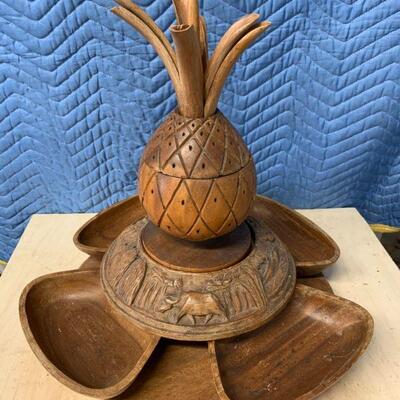 Hawaii tiki wooden lazy Suzy / appetizer server