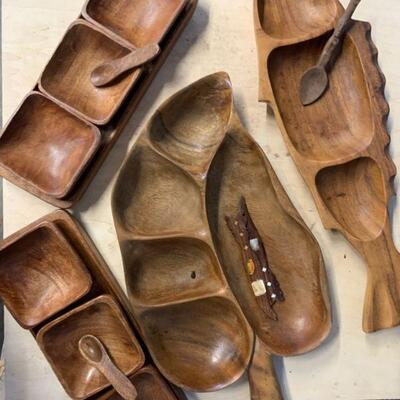 Mics wooden tiki serving pieces