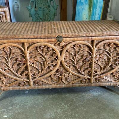 Vintage Rattan Wicker Chest