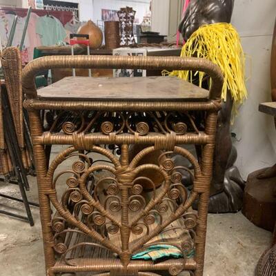 Wicker tiki drink cart