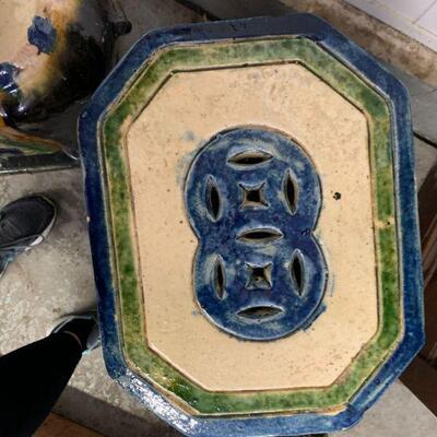 Pair Ceramic elephant plant stands