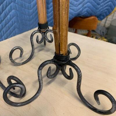Set of 3 wooden tiki candle holders