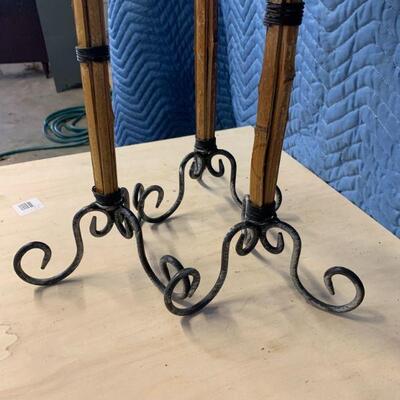 Set of 3 wooden tiki candle holders