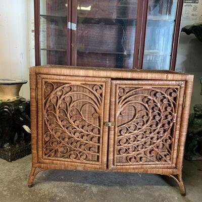 Vintage Rattan Wicker Cabinet