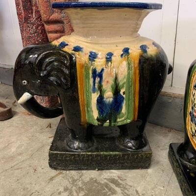 Pair Ceramic elephant plant stands