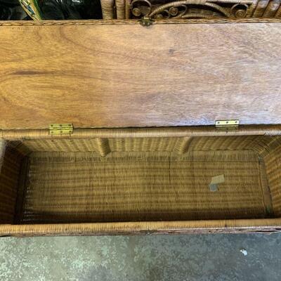 vintage rattan wicker bench