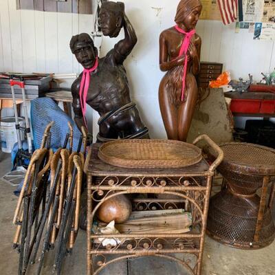 Vintage Wicker/ rattan tea cart 