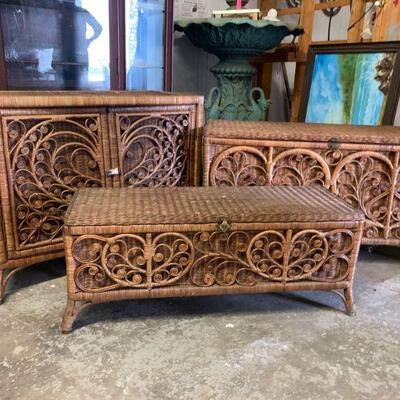 Vintage Rattan Wicker Set