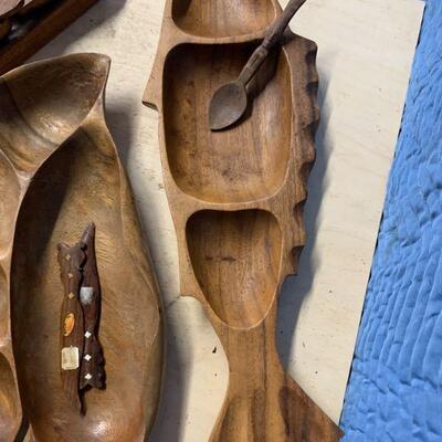 Mics wooden tiki serving pieces