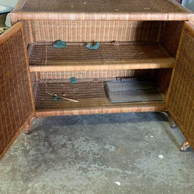 Vintage Rattan Wicker Cabinet
