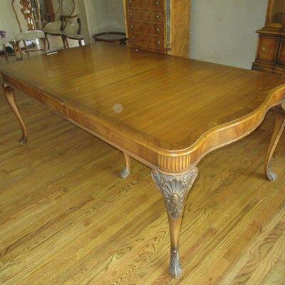 1940â€™S DINING ROOM TABLE FRENCH STYLE BY THE SAGINAW FURNITURE SHOPS 70â€ X 44â€ X 30â€ + 3 LEAFS 12â€