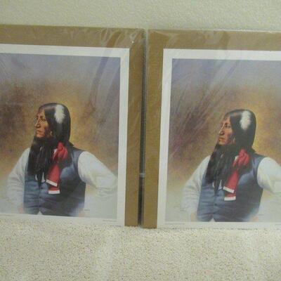 TWO SIGNED AND NUMBERED PRINTS OF AN INDIAN FROM 1997 BY DAVID KASKASKE