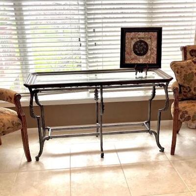 Unique metal and glass top table!