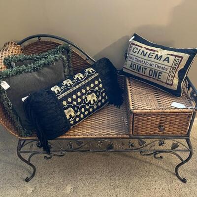 Metal and wicker settee 