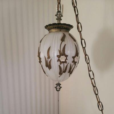 Vintage hanging lamp w/gold accents