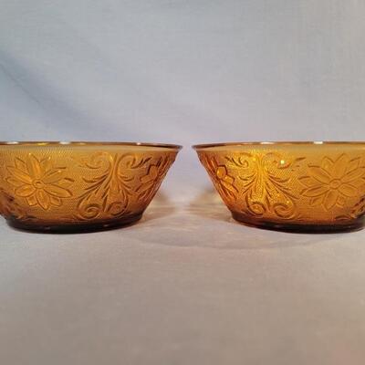(2) Vintage Amber Indiana Glass Tiara 8.5in Bowls
