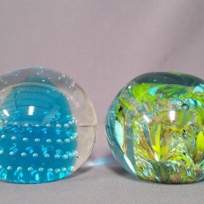 (2) Blown Art Glass Paperweights