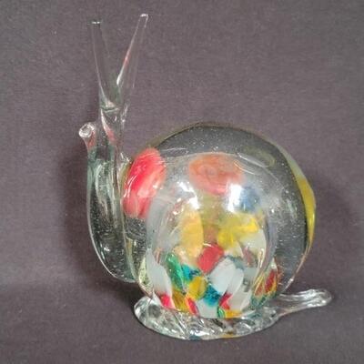 Murano-Style Art Glass Snail Paperweight