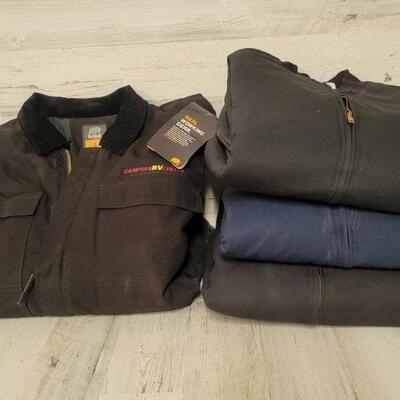 (4) Jackets: 1- NWT Berne Workwear, Size Large +
3- New (no tags) UniWear 1- Black Size Size 3XL, 1- Blue Size Large, 1- Black Size XXL