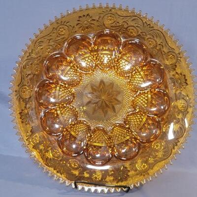 Vintage Amber Indiana Glass Tiara 12in Egg Plate