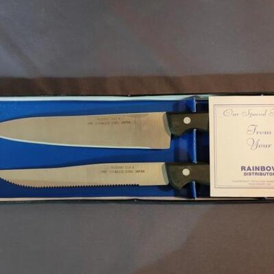 (2) Set of Elegant Cut Stainless Knives, Japan