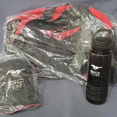(3) NIP 50th Anniversary Ford Mustang from Ford:
Ford Mustang Cap, Water Bottle, & Duffle
