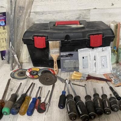 Lot of Hand Tools, Painting Supplies, Toolbox, etc